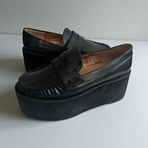 JEFFREY CAMPBELL Last Havana Black Leather Platforms Loafers Size 8.5
